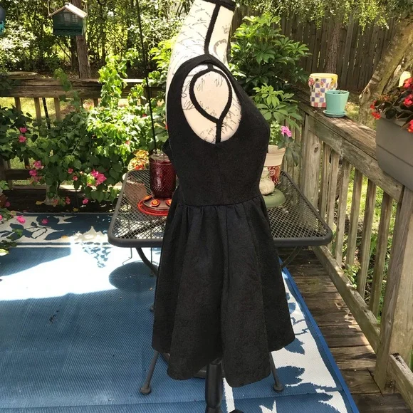 Princess Vera Wang Sleeveless Black Dress Fit & Flare Mesh Zip Back Size 9 - Picture 4 of 8